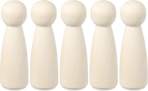 uxcell 5 Pack Wood Peg, 5 Inch Girl-Shape Wooden Peg People, Unfinished Wooden Peg People Bodies Figures for DIY Art Craft Painting in Saudi Arabia