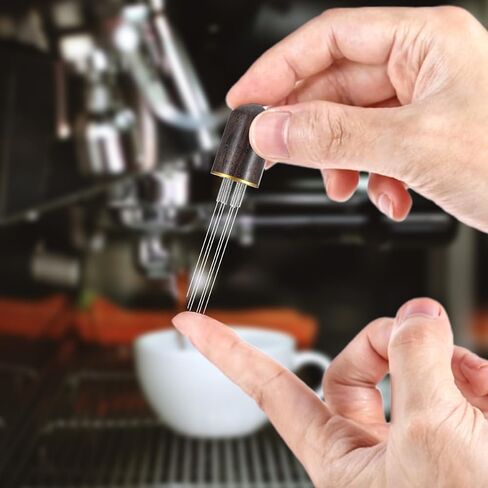 موزع إبر الإسبريسو، 6 إبر تقليب قهوة الإسبريسو 0.3 مم، أداة تقليب القهوة، أداة توزيع الإسبريسو الاحترافية لباريستا، مقبض من الخشب الطبيعي، ملحقات ماكينة الإسبريسو، بني in Saudi Arabia