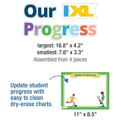Our IXL Progress 18PC Dry Erase Bulletin Board Set, Header, Write-On Wipe-Off Posters, and Colorful Cardstock Cutouts, Goal Trackers Charts and Teacher Supplies for Classroom Management in Saudi Arabia