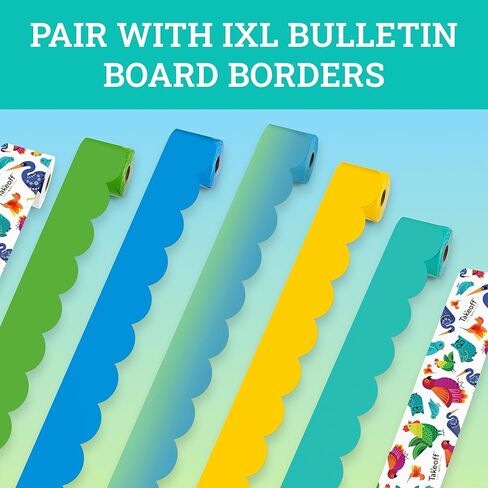 Our IXL Progress 18PC Dry Erase Bulletin Board Set, Header, Write-On Wipe-Off Posters, and Colorful Cardstock Cutouts, Goal Trackers Charts and Teacher Supplies for Classroom Management in Saudi Arabia