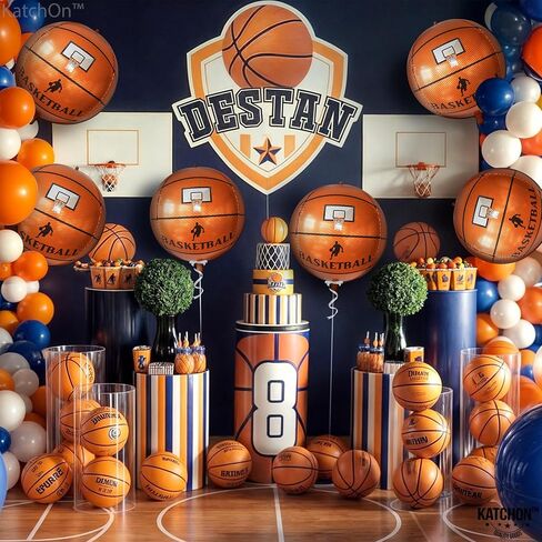 KatchOn Big Basketball Foil Balloons – 22 Inch, Pack of 6 | Basketball Decorations for Homecoming, Senior Night, Sports Birthday Parties | Orange Party Decorations | Basketball Party Decorations in Saudi Arabia