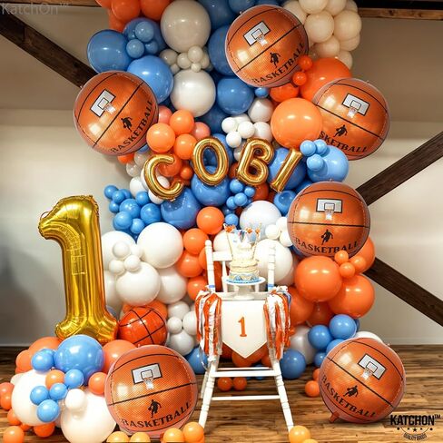 KatchOn Big Basketball Foil Balloons – 22 Inch, Pack of 6 | Basketball Decorations for Homecoming, Senior Night, Sports Birthday Parties | Orange Party Decorations | Basketball Party Decorations in Saudi Arabia