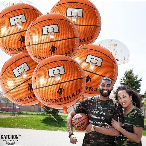 KatchOn Big Basketball Foil Balloons – 22 Inch, Pack of 6 | Basketball Decorations for Homecoming, Senior Night, Sports Birthday Parties | Orange Party Decorations | Basketball Party Decorations in Saudi Arabia