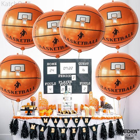 KatchOn Big Basketball Foil Balloons – 22 Inch, Pack of 6 | Basketball Decorations for Homecoming, Senior Night, Sports Birthday Parties | Orange Party Decorations | Basketball Party Decorations in Saudi Arabia