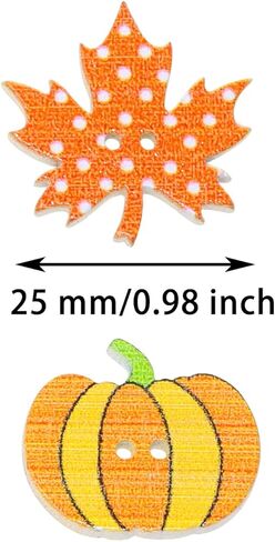 Penta Angel Fall Thanksgiving Wooden Buttons 50Pcs Autumn Leaf Pumpkin Shape Flat Back 2 Holes Buttons Embellishments for Sewing Clothes Scrapbooking Crafts DIY Party Decoration (50) in Saudi Arabia