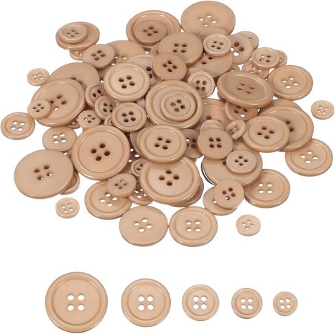 uxcell 100 Pcs Dark Green Resin Button, 4 Holes Round Sewing Buttons, 5 Sizes Flatback Button for DIY Craft Making Clothes Sewing Handmade Ornament(10/12/15/20/25mm) in Saudi Arabia
