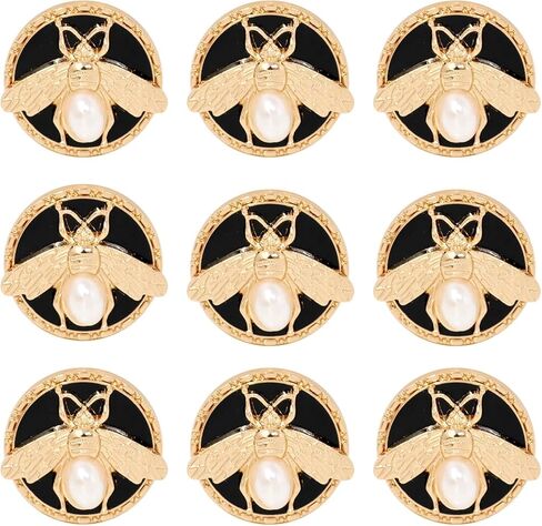 10PCS Fashion Gold Bee Round Buttons Delicate Imitation Pearl Alloy Buttons Elegant Clothing Accessories for DIY Coat Uniform Suit Jacket Sewing in Saudi Arabia