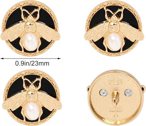 10PCS Fashion Gold Bee Round Buttons Delicate Imitation Pearl Alloy Buttons Elegant Clothing Accessories for DIY Coat Uniform Suit Jacket Sewing in Saudi Arabia