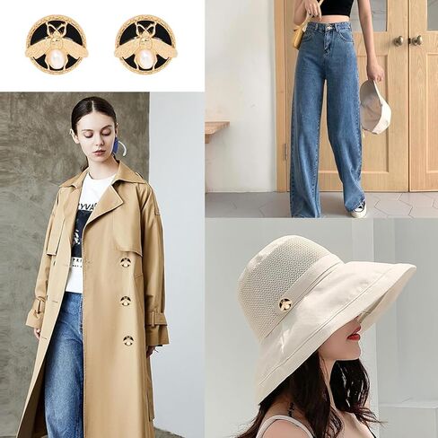 10PCS Fashion Gold Bee Round Buttons Delicate Imitation Pearl Alloy Buttons Elegant Clothing Accessories for DIY Coat Uniform Suit Jacket Sewing in Saudi Arabia