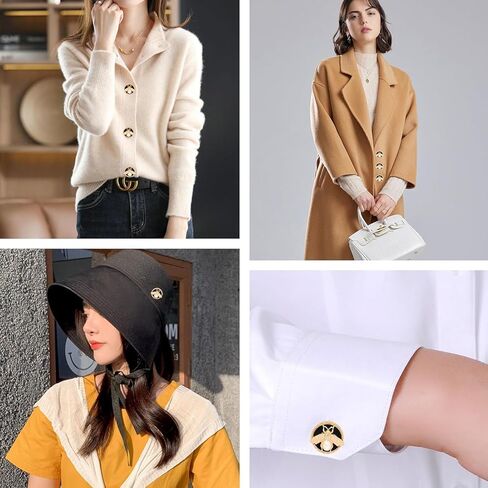 10PCS Fashion Gold Bee Round Buttons Delicate Imitation Pearl Alloy Buttons Elegant Clothing Accessories for DIY Coat Uniform Suit Jacket Sewing in Saudi Arabia