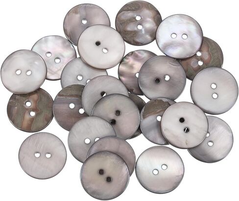 uxcell 25 Pcs Natural Shell Buttons, 2 Hole Mother of Pearl Buttons 25mm Sewing Craft Buttons for Shirt Sewing DIY Crafts Decoration, Grey in Saudi Arabia