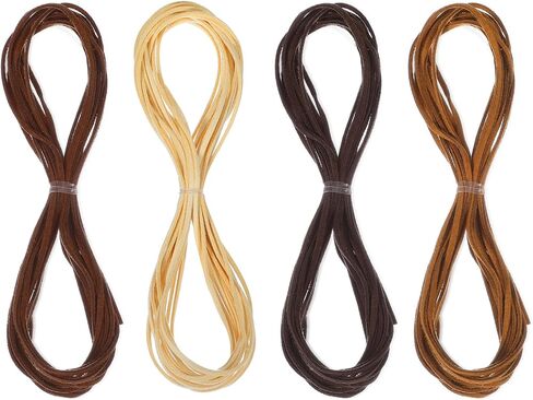 4 Pcs Leather Cord Thread, Leather Shoes Laces String Suede String for Beading Jewelry Making, DIY Crafts, Necklace, Bracelet, Beading (4 Colors, 1.2mm x 5.47 Yards) in Saudi Arabia