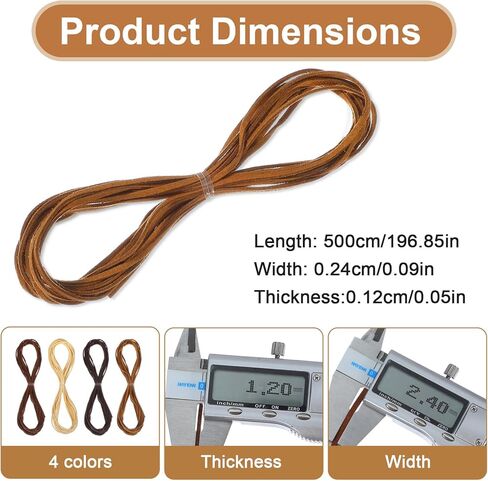 4 Pcs Leather Cord Thread, Leather Shoes Laces String Suede String for Beading Jewelry Making, DIY Crafts, Necklace, Bracelet, Beading (4 Colors, 1.2mm x 5.47 Yards) in Saudi Arabia