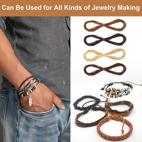 4 Pcs Leather Cord Thread, Leather Shoes Laces String Suede String for Beading Jewelry Making, DIY Crafts, Necklace, Bracelet, Beading (4 Colors, 1.2mm x 5.47 Yards) in Saudi Arabia