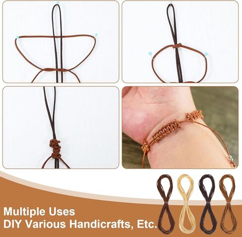 4 Pcs Leather Cord Thread, Leather Shoes Laces String Suede String for Beading Jewelry Making, DIY Crafts, Necklace, Bracelet, Beading (4 Colors, 1.2mm x 5.47 Yards) in Saudi Arabia