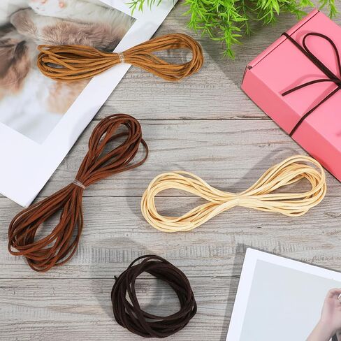 4 Pcs Leather Cord Thread, Leather Shoes Laces String Suede String for Beading Jewelry Making, DIY Crafts, Necklace, Bracelet, Beading (4 Colors, 1.2mm x 5.47 Yards) in Saudi Arabia