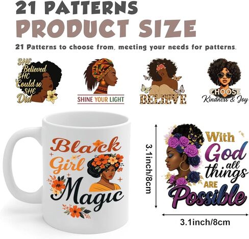 21pcs Black Theme UV DTF Transfer Stickers for Glass Cups, Waterproof Decals, Plastic Self-Adhesive Labels for Bottles and Cups Decoration in Saudi Arabia