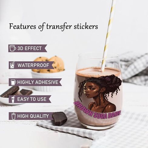 21pcs Black Theme UV DTF Transfer Stickers for Glass Cups, Waterproof Decals, Plastic Self-Adhesive Labels for Bottles and Cups Decoration in Saudi Arabia