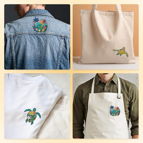 19Pcs Sea Turtle Water Soluble Hand Sewing Stabilizers, 8.3"x11.7" Marine Creature Embroidery Pattern Stabilizer, 4 Sheets Sea Coral Stick and Stitch Embroidery Paper Sticker in Saudi Arabia