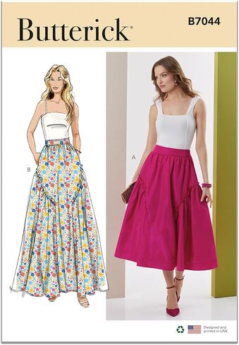 Butterick B7044K5 حزمة نمط خياطة تنورة متوسطة الطول أو تنورة بطول السهرة من Misses، رمز التصميم B7044، الأحجام 8-10-12-14-16 in Saudi Arabia