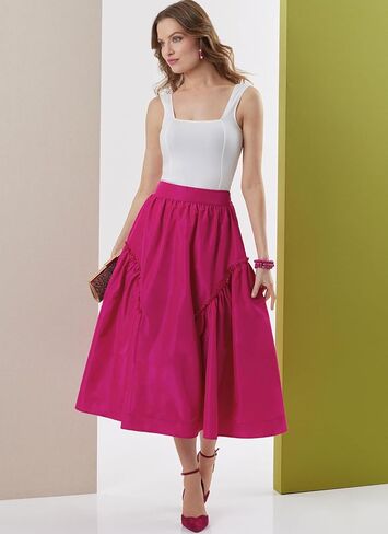 Butterick B7044K5 حزمة نمط خياطة تنورة متوسطة الطول أو تنورة بطول السهرة من Misses، رمز التصميم B7044، الأحجام 8-10-12-14-16 in Saudi Arabia