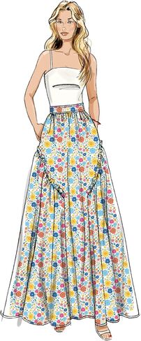 Butterick B7044K5 حزمة نمط خياطة تنورة متوسطة الطول أو تنورة بطول السهرة من Misses، رمز التصميم B7044، الأحجام 8-10-12-14-16 in Saudi Arabia
