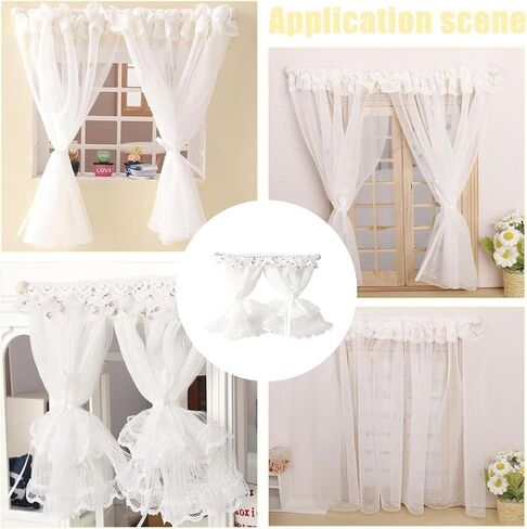 WADORN 2 Styles Dollhouse Lace Curtains, 1/12 Scale Miniature Furniture Dollhouse Accessories Mini Window Curtain Tiny House Accessory for Bedroom Living Dining Room Mini House Decor, White in Saudi Arabia