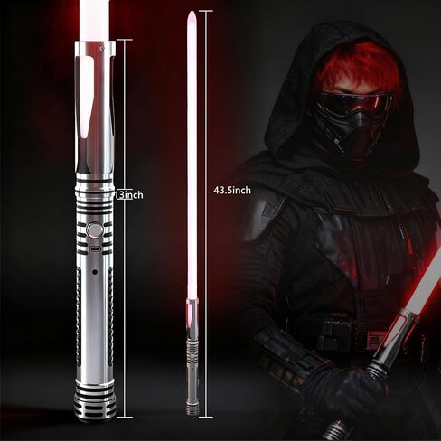 Dueling Lightsaber, Long LED Light Saber Sword with RGB 15 Color FX Sound & Motion Sensor Type-c Rechargeable Lightsabers Toy for Adults Kids Cosplay (43.8inch) in Kuwait