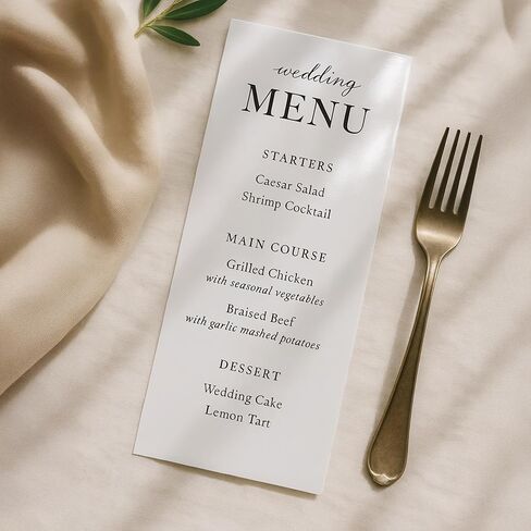 100 Pack Glossy White 4" x 9" Menu Cards for Wedding, Bars, & Restaurants - Thick 80lb Cover Cardstock - Laser Printer Compatible Only in Saudi Arabia