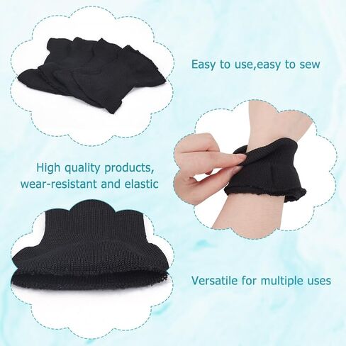 WEBEEDY 4 Pcs Black Knit Rib Cuff for Replacement Repair, 2 Pairs Cotton Stretchy Rib Cuff Pair for Sleeve Extending Jacket Coat Sweater Clothes Sleeve Cuffs Replacement DIY Sewing Craft in Saudi Arabia