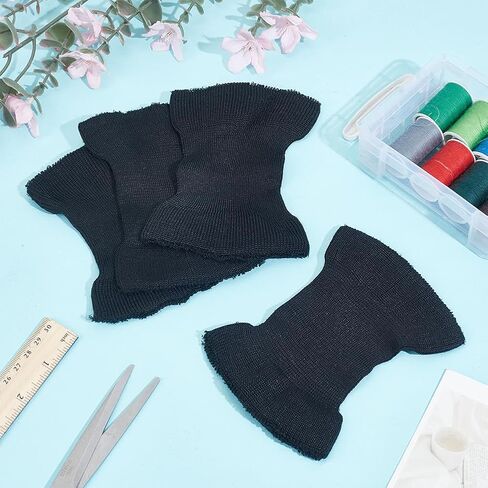 WEBEEDY 4 Pcs Black Knit Rib Cuff for Replacement Repair, 2 Pairs Cotton Stretchy Rib Cuff Pair for Sleeve Extending Jacket Coat Sweater Clothes Sleeve Cuffs Replacement DIY Sewing Craft in Saudi Arabia