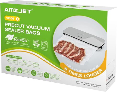 Vacuum Sealer Bags 200 Pcs 8" x 10", BPA Free, Commercial Grade Textured Food Vacuum Sealer Bag, Thick Embossed Bags for Storage and Sous Vide Cooking in Kuwait