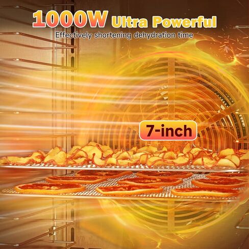مجفف طعام SUCICENI لآلة تجفيف Jerky 9ft² 10 صواني من الفولاذ المقاوم للصدأ، مجفف 1000 واط مع مؤقت 24 ساعة وتحكم في درجة الحرارة 195 درجة فهرنهايت للحوم والفواكه والخضروات ومكافآت الكلاب in Kuwait
