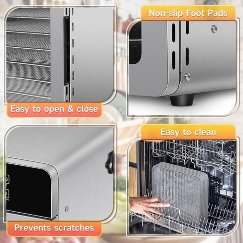 مجفف طعام SUCICENI لآلة تجفيف Jerky 9ft² 10 صواني من الفولاذ المقاوم للصدأ، مجفف 1000 واط مع مؤقت 24 ساعة وتحكم في درجة الحرارة 195 درجة فهرنهايت للحوم والفواكه والخضروات ومكافآت الكلاب in Kuwait