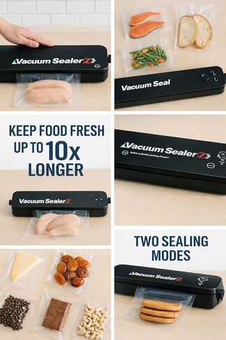 Vacuum Sealer for Food – Keep Food Fresher for Longer, Powerful 60 kPa Vacuum Sealing, Automatic One-Touch Operation, for Dry & Moist Foods, 10 Bags Included in Saudi Arabia