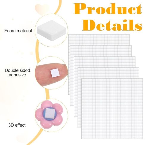 cobee 5 Sheets 2000 Pcs Foam Squares Double Sided Foam Tape, Foams Adhesive Squares, Foams Dots Stickers for Crafts Office Supplies DIY Crafting Scrapbook in Saudi Arabia