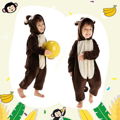Breevo Halloween Animal Onesie مع جيوب، زي الدب القرد الدلماسي للأطفال الصغار الأولاد والبنات 18M-9Y in Kuwait