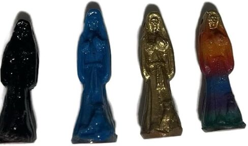 CHAVARIOS 4 Pieces Santa Muerte mini Statues Pocket Size 4 Pieces Color Set in Saudi Arabia