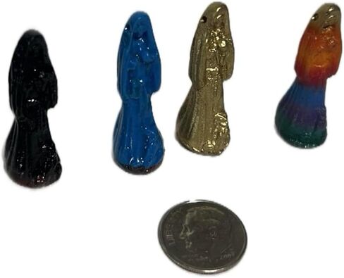 CHAVARIOS 4 Pieces Santa Muerte mini Statues Pocket Size 4 Pieces Color Set in Saudi Arabia