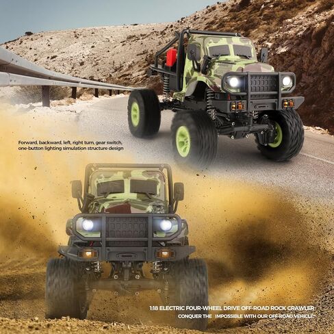 سيارة تحكم عن بعد من GoolRC، سيارات WLtoys 184021 RC، زاحف RC بمقياس 1/18 2.4 جيجا هرتز، شاحنة وحش الطرق الوعرة رباعية الدفع لجميع التضاريس، زاحف الصخور RC بسرعتين مع كشاف LED للمراهقين والبالغين in Kuwait