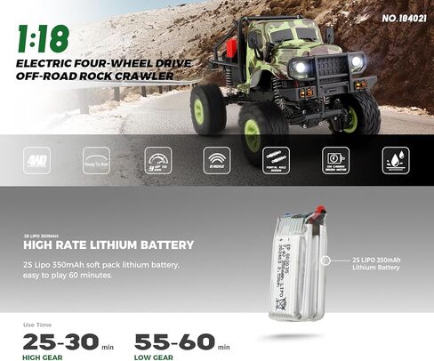 سيارة تحكم عن بعد من GoolRC، سيارات WLtoys 184021 RC، زاحف RC بمقياس 1/18 2.4 جيجا هرتز، شاحنة وحش الطرق الوعرة رباعية الدفع لجميع التضاريس، زاحف الصخور RC بسرعتين مع كشاف LED للمراهقين والبالغين in Kuwait