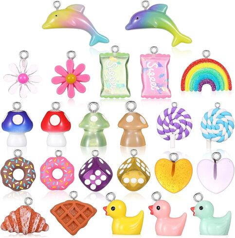 Misdary 25 قطعة من راتنج البطة لصنع المجوهرات دلايات ملونة خرز قلادة زينة لسوار قلادة DIY (نمط البطة) in Kuwait