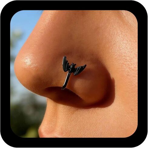 Andelaisi Punk Bat Nose Ring Black Bat Nose Cuff Hoop Ring Vintage Bat Fake Nose Ring Non Pierced Nose Ring Gothic Clip On Nose Ring Jewelry for Women and Girls in Saudi Arabia