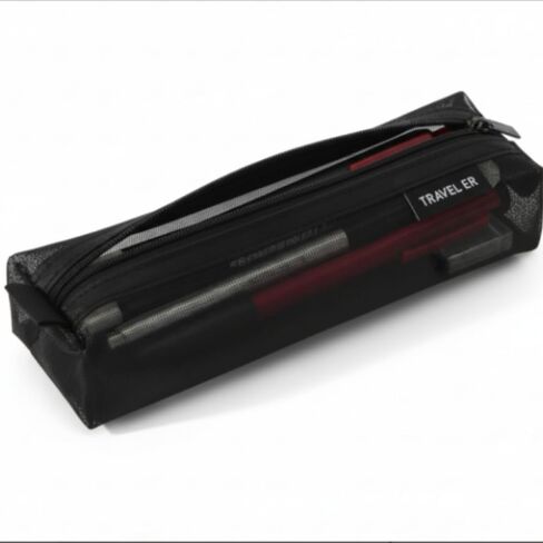 1PCSPencil Case Cute Thin Slim Pencil Pouch Small Stylish nylon Lightweight bag (Black,Oxford Fabric) in Saudi Arabia