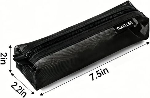 1PCSPencil Case Cute Thin Slim Pencil Pouch Small Stylish nylon Lightweight bag (Black,Oxford Fabric) in Saudi Arabia