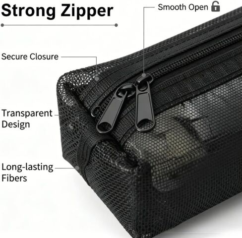 1PCSPencil Case Cute Thin Slim Pencil Pouch Small Stylish nylon Lightweight bag (Black,Oxford Fabric) in Saudi Arabia