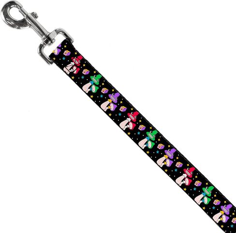 Buckle-Down Pet Leash, Dog Leash, Happy Mushrooms with Stars Black Multi Color, 6 Feet Long 1.0 Inch Wide in Saudi Arabia