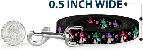 Buckle-Down Pet Leash, Dog Leash, Happy Mushrooms with Stars Black Multi Color, 6 Feet Long 1.0 Inch Wide in Saudi Arabia
