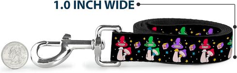 Buckle-Down Pet Leash, Dog Leash, Happy Mushrooms with Stars Black Multi Color, 6 Feet Long 1.0 Inch Wide in Saudi Arabia