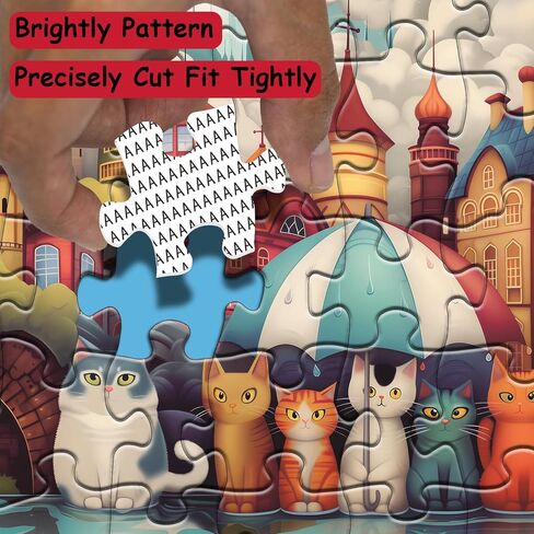Cat Puzzles for Adults 1000 Pieces, Colorful House Rainny Kitten Jigsaw Puzzles, Challenging Cute Animal Puzzle as Home Wall Art in Saudi Arabia